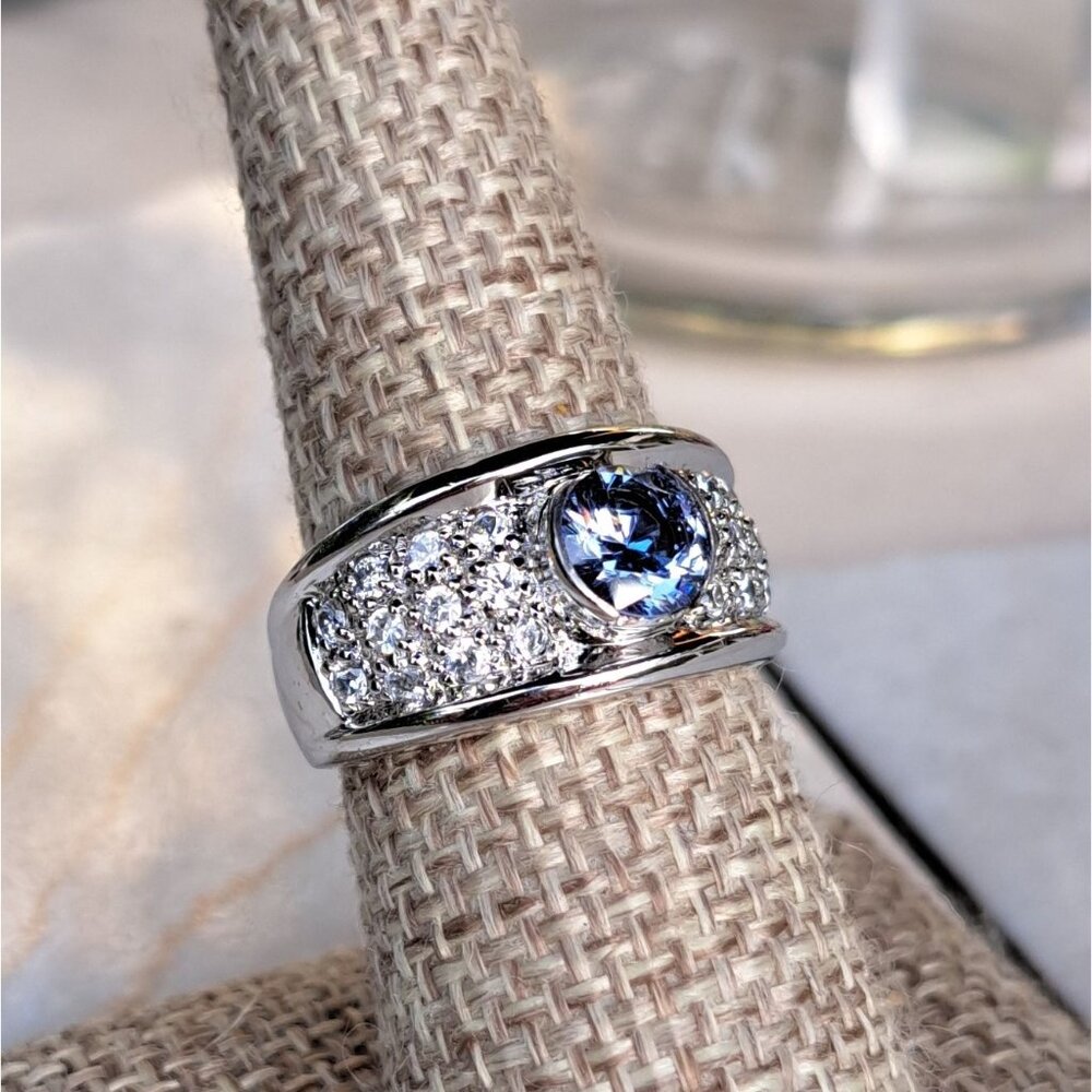3 Carat t.w. Natural Tanzanite & Sapphire Sterling Silver Statement Ring - Picture 6 of 13